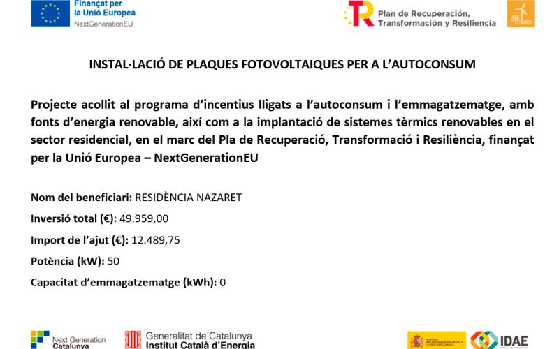Subvención de las placas fotovoltaicas por parte de la Unión Europea - NextGenerationEU
